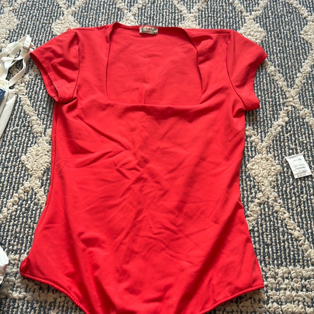 free people red bodysuit